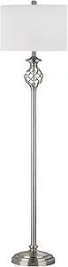SAFAVIEH Lighting Collection Sophia Farmhouse Nickel 60-inch Living Room Bedroom Home Office Standing Floor Lamp (LED Bulb Included)
