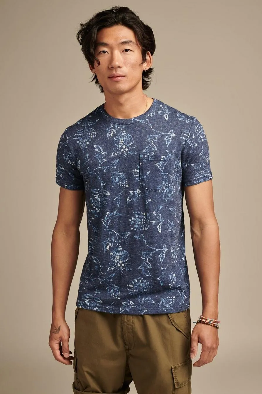 linen short sleeve pocket crew neck tee