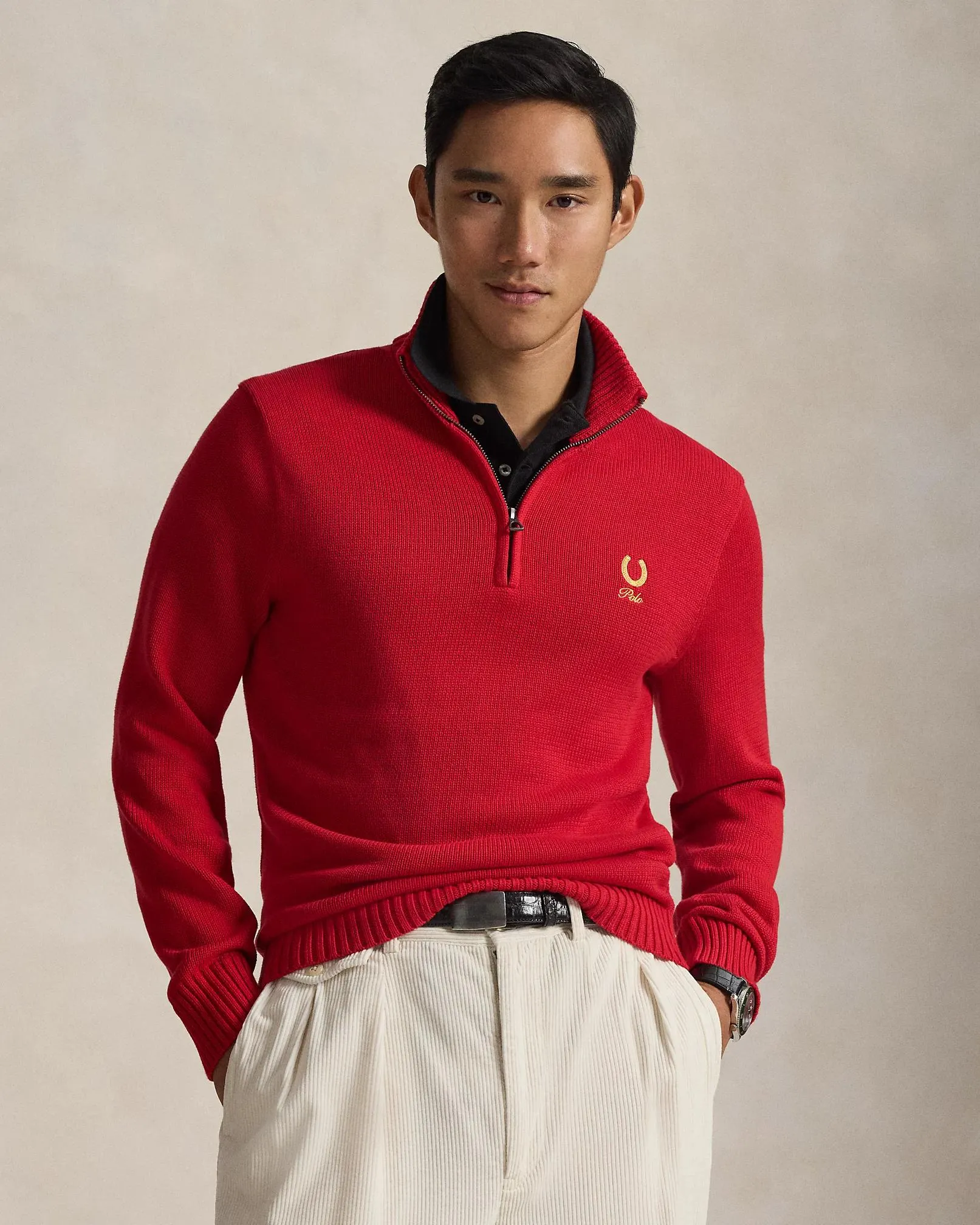 Cotton Quarter-Zip Sweater