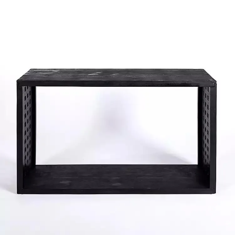 Black Wood Grid Console Table
