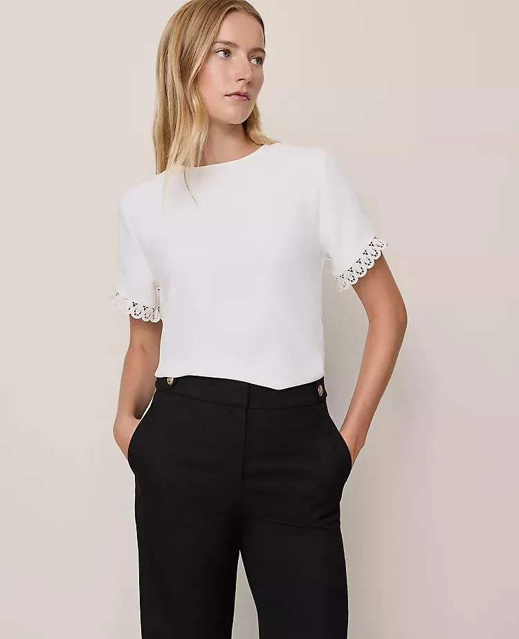 Lace Trim Mixed Media Top