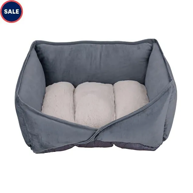 FurHaven Small V-Front Step In Cozy Couch Dog Bed, 23" L X 18" W X 6.5" H, Frozen Gray