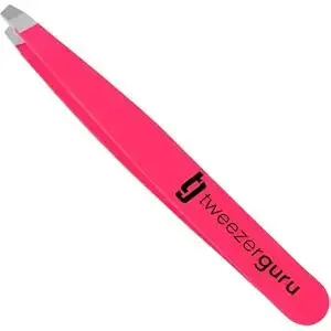 Tweezer Guru Tweezers for Women - Slant Pointed Precision Tweezers for Eyebrows & Ingrown Hair Removal - Blackhead and Splinter Tweezer with Sharp Needle Nose Point for Plucking (Bright Pink)