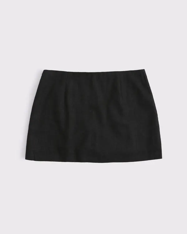The A&F Scarlett Mid Rise Linen-Blend Mini Skort
