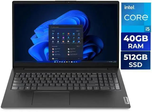Lenovo V15 G4 15.6" FHD Laptop, Intel Core i5-13420H, 40GB RAM, 512GB SSD, Windows 11 Home, Black