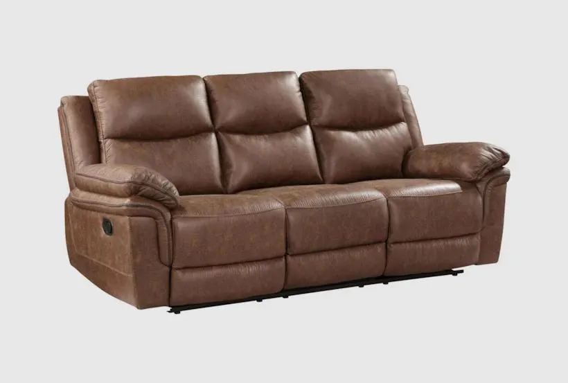 Ryland Brown Polyester 88" Manual Reclining Sofa | Fabric