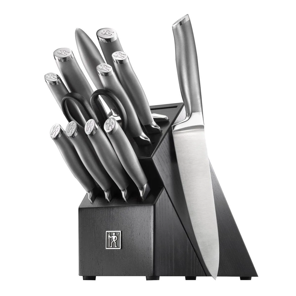 HENCKELS Modernist 13-Piece Knife Set with Block, Chef Knife, Paring Knife, Steak Knife, Black, Stainless Steel
