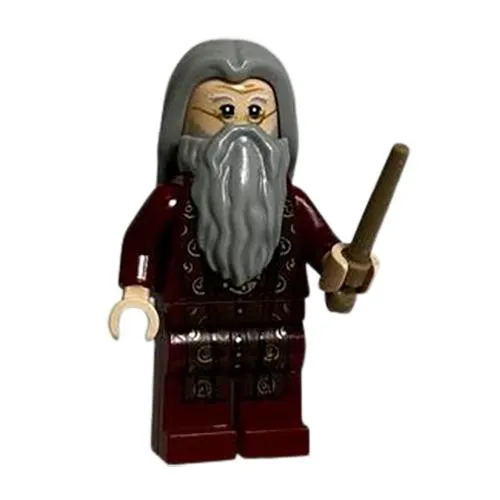 LEGO Minifigure - Harry Potter - ALBUS DUMBLEDORE w/ Wand (Dark Red Robe)