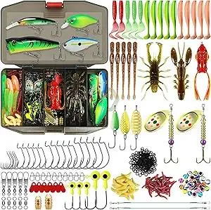 TRUSCEND Widely Used Fishing Lures & Tackle Kit Worth Ever Penny, Selected Fishing Kit for Starter Freshwater Saltwater, Economic/Giftable/Premium Fishing Gear Set Available, for Family