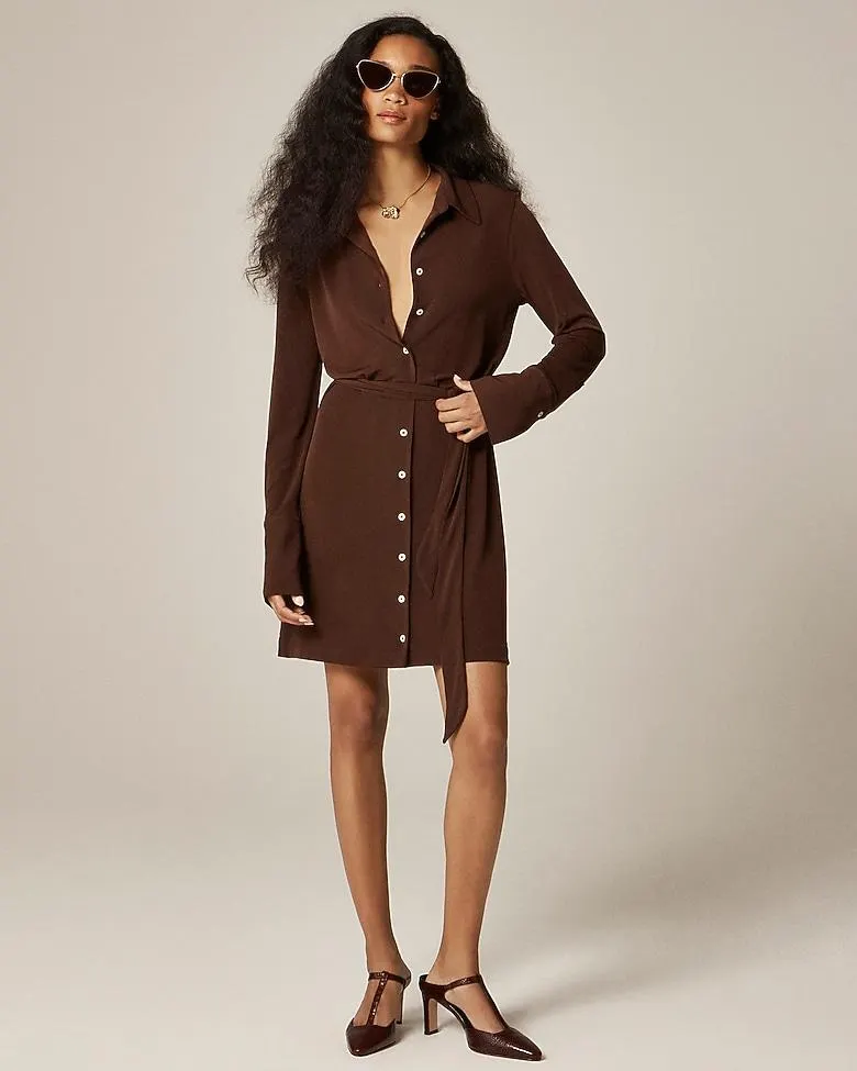 Mini shirt-dress in matte jersey