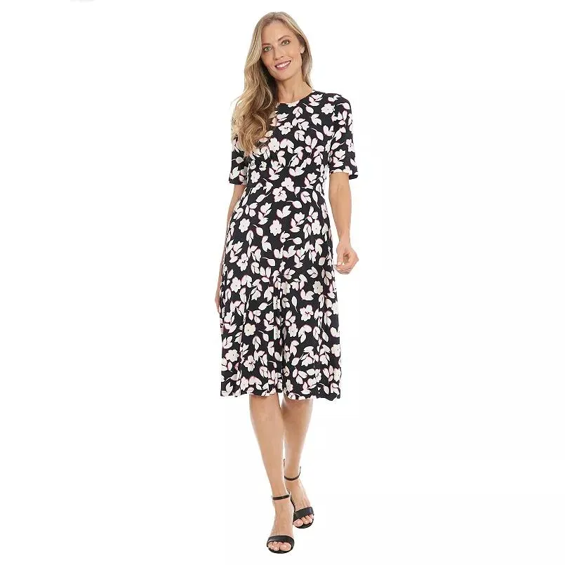 Women's London Times Printed Midi A-Line Dress