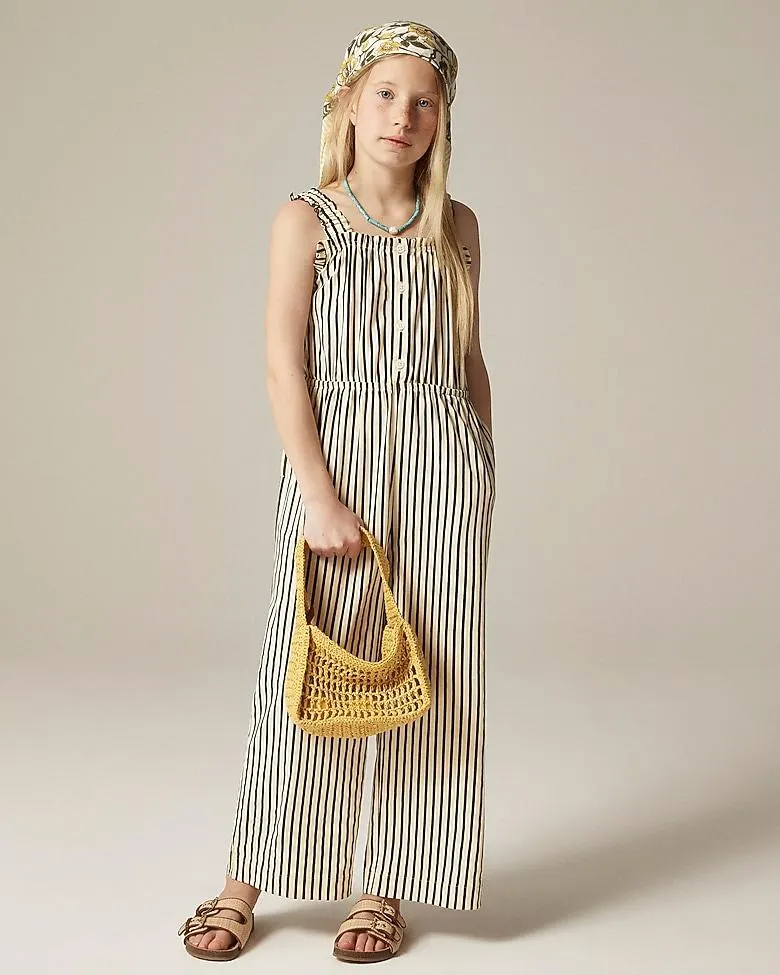 Girls' handstand jumpsuit in broken-in jersey