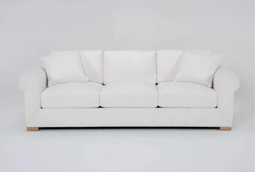 Vale 100" White Fabric Estate Sofa By Nate Berkus & Jeremiah Brent | Fabric | Rolled Arms | Loose Reversible Back