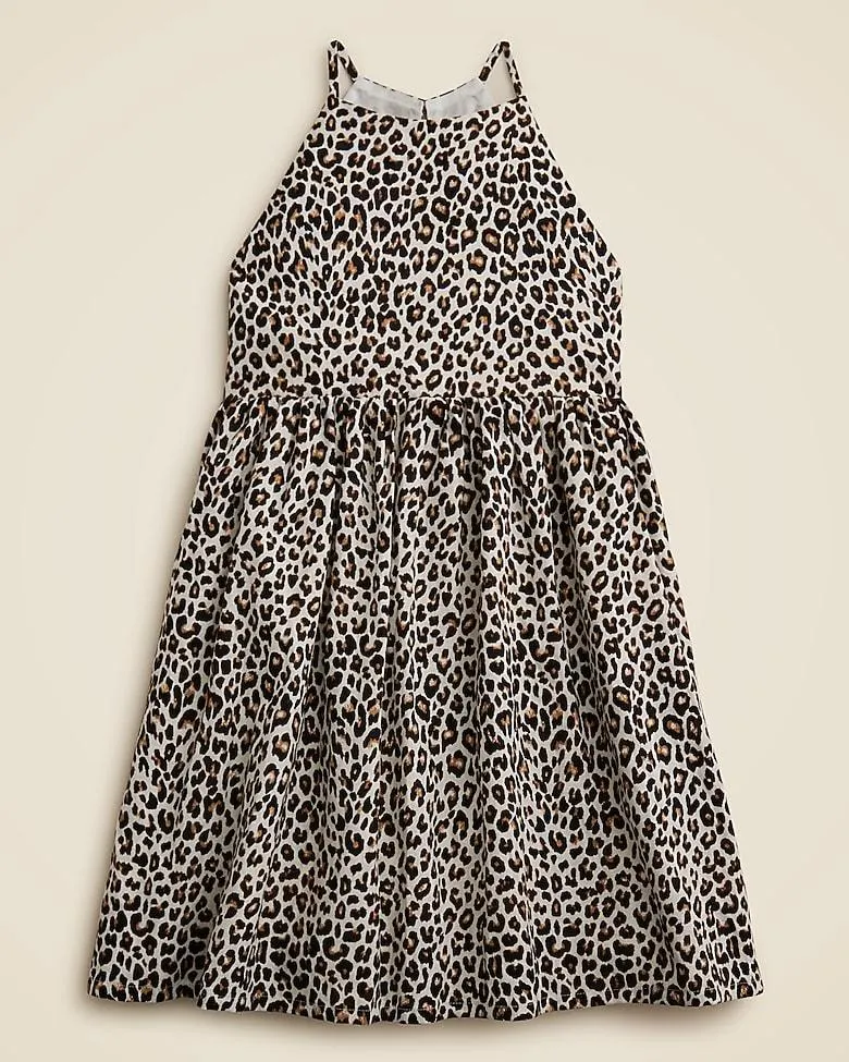 Girls' halter dress in linen-cotton blend