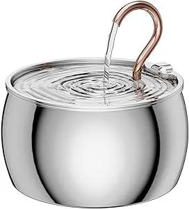 Cat Water Fountain Stainless Steel -2.5L/84oz Gooseneck Kitty Cat Fountain for Drinking Spout - Pet Water Fountain for Cats Inside - Quiet Automatic Cats Water Bowl Dispenser - for Pets& Small Dog