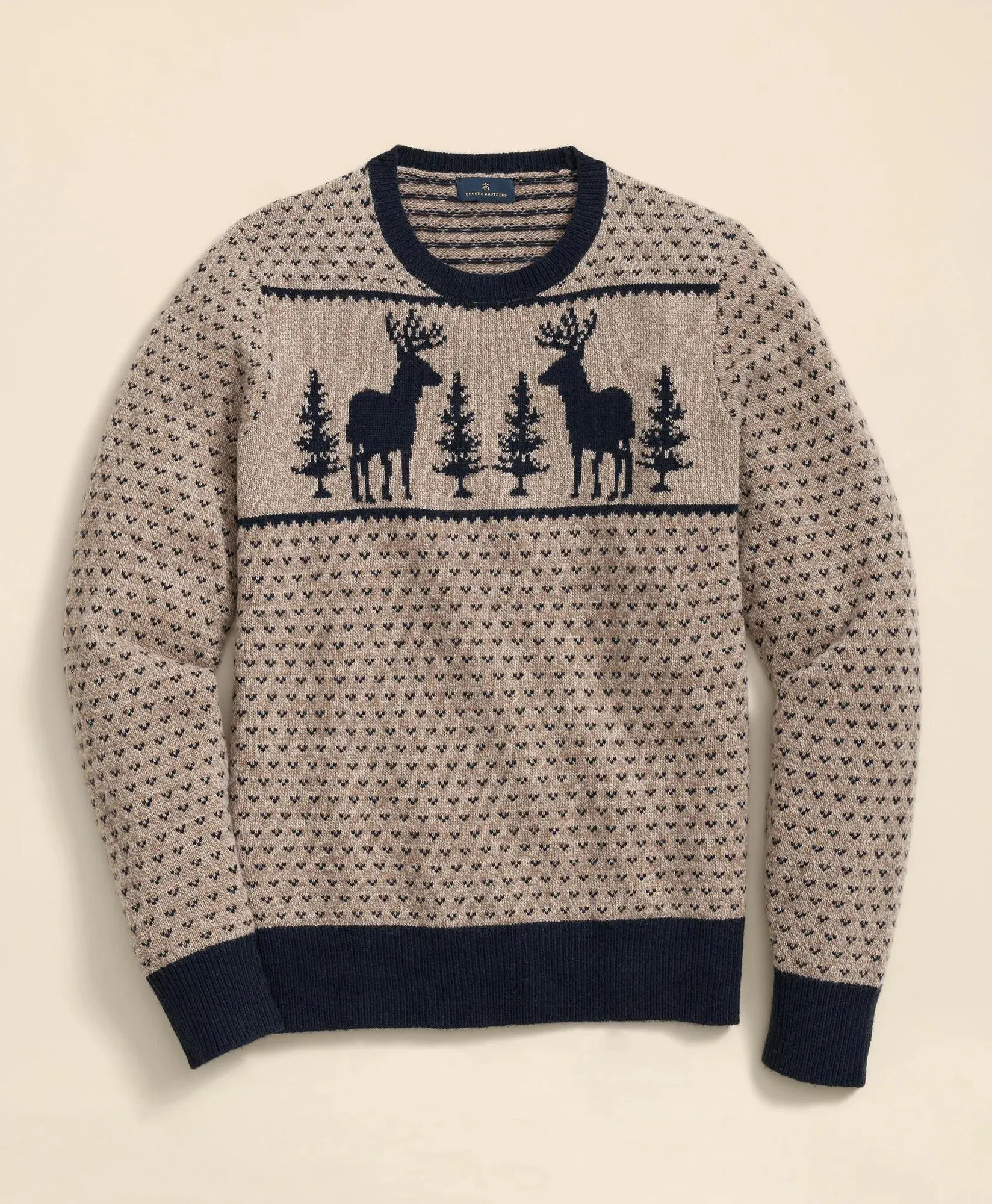 Merino-Wool Blend Jacquard Moose Sweater