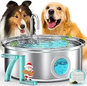 oneisall Dog Water Fountain, 7L/230oz/1.8G Quiet Dog Fountain Water Bowl, Stainless Steel Dog Water Fountain with Visual Water Level&Triple Filtration for Large Medium Small Breed Dogs Pets