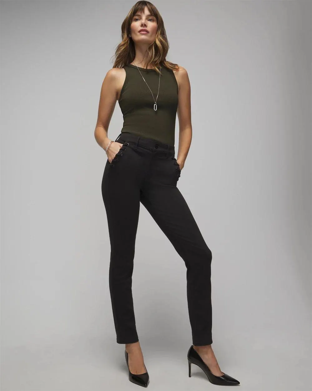 High Rise Sculpt Grommet Slim Jeans