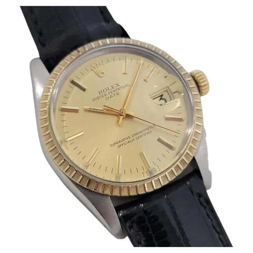 Mens Rolex Ref 1505 Oyster Perpetual Date 14k Gold ss Automatic 1970s RA165B