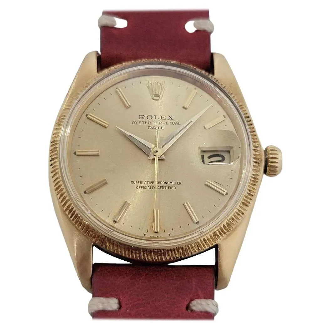 Mens Rolex Ref 1503 Oyster Perpetual Date 18k Gold Automatic 1960s Rjc156r