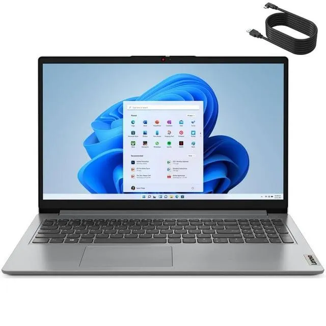 Lenovo IdeaPad 1 15.6 Inch FHD Laptop Intel Dual Core 32GB RAM 1TB SSD WiFi 6 Bluetooth 5.2 Type C Windows 11 Pro Grey