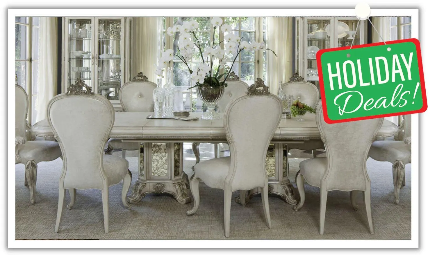 AICO Platine De Royale 7/9 Pcs Dining Room Set in Champagne Finish