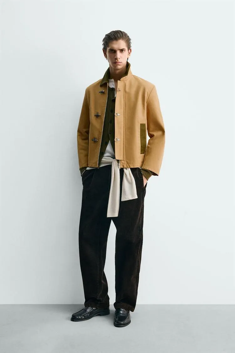 CONTRAST COLLAR FIREMAN CLASP JACKET