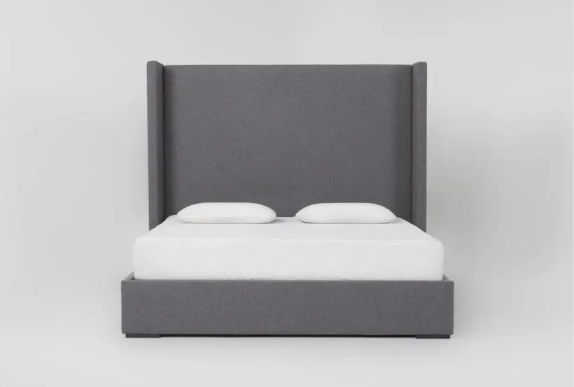 Vera Dream Grey Non Tufted 68"H Queen Upholstered Shelter Platform Bed