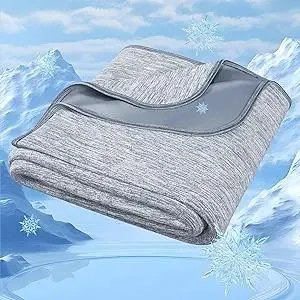 Degrees of Comfort Cooling Blanket, Summer Cooling Blankets for Hot Sleepers, Q-Max>0.4 Cold Tech Fabric, Cold Summer Bedding Queen Size, Grey