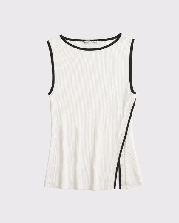 Asymmetrical Button Sweater Tank