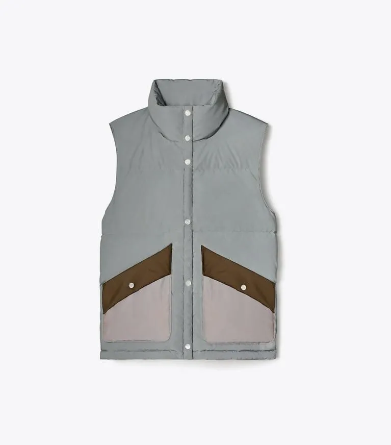 REFLECTIVE COLORBLOCK DOWN VEST