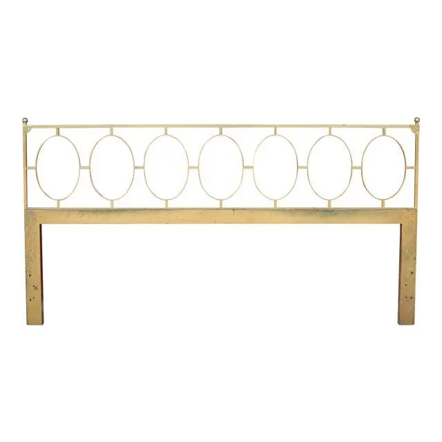 John Stuart Vintage King Size Brass Ovals Fretwork Headboard