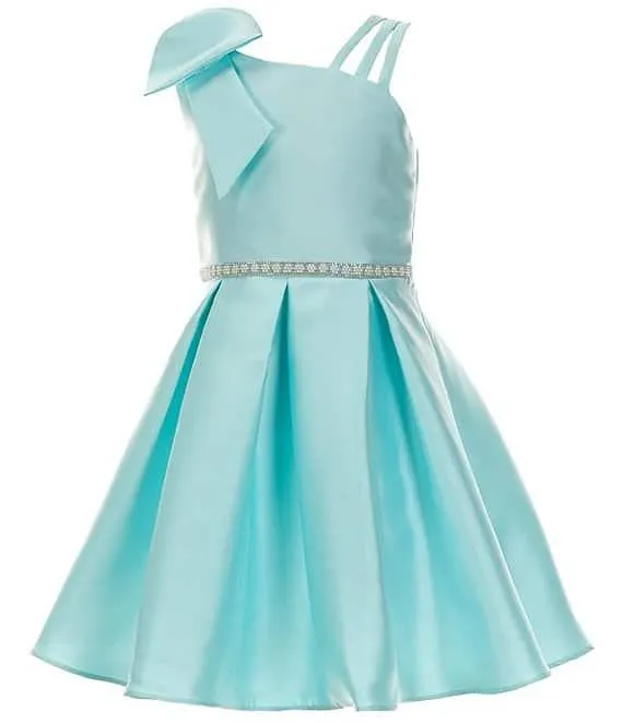Big Girls Sleeveless Bow-Accented Shoulder Mikado Dress