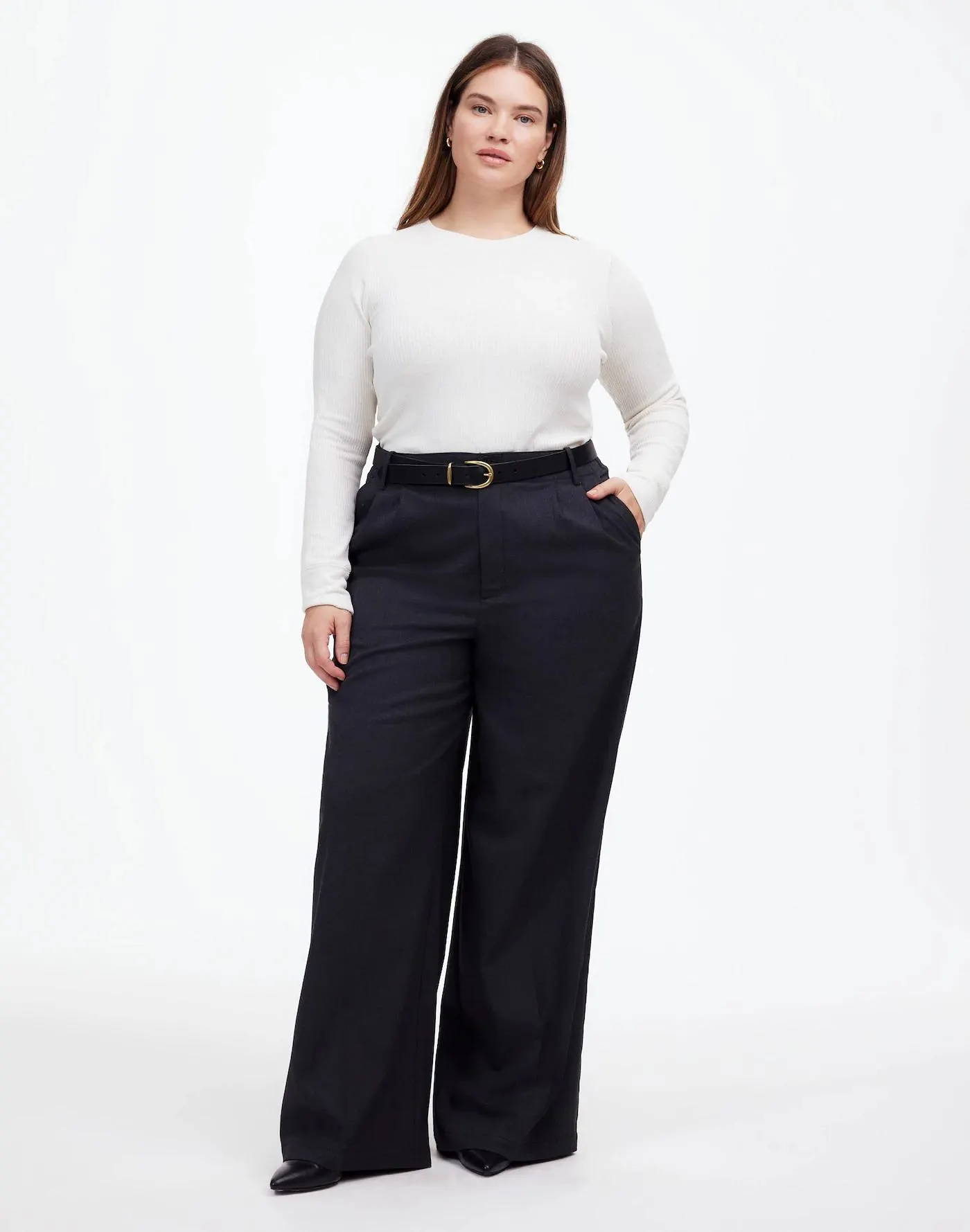 Plus Ribbed Crewneck Long-Sleeve Tee