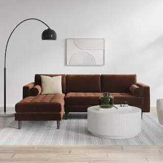 Sven 100" Tufted Velvet Left Sectional - Plush Pacific Brown