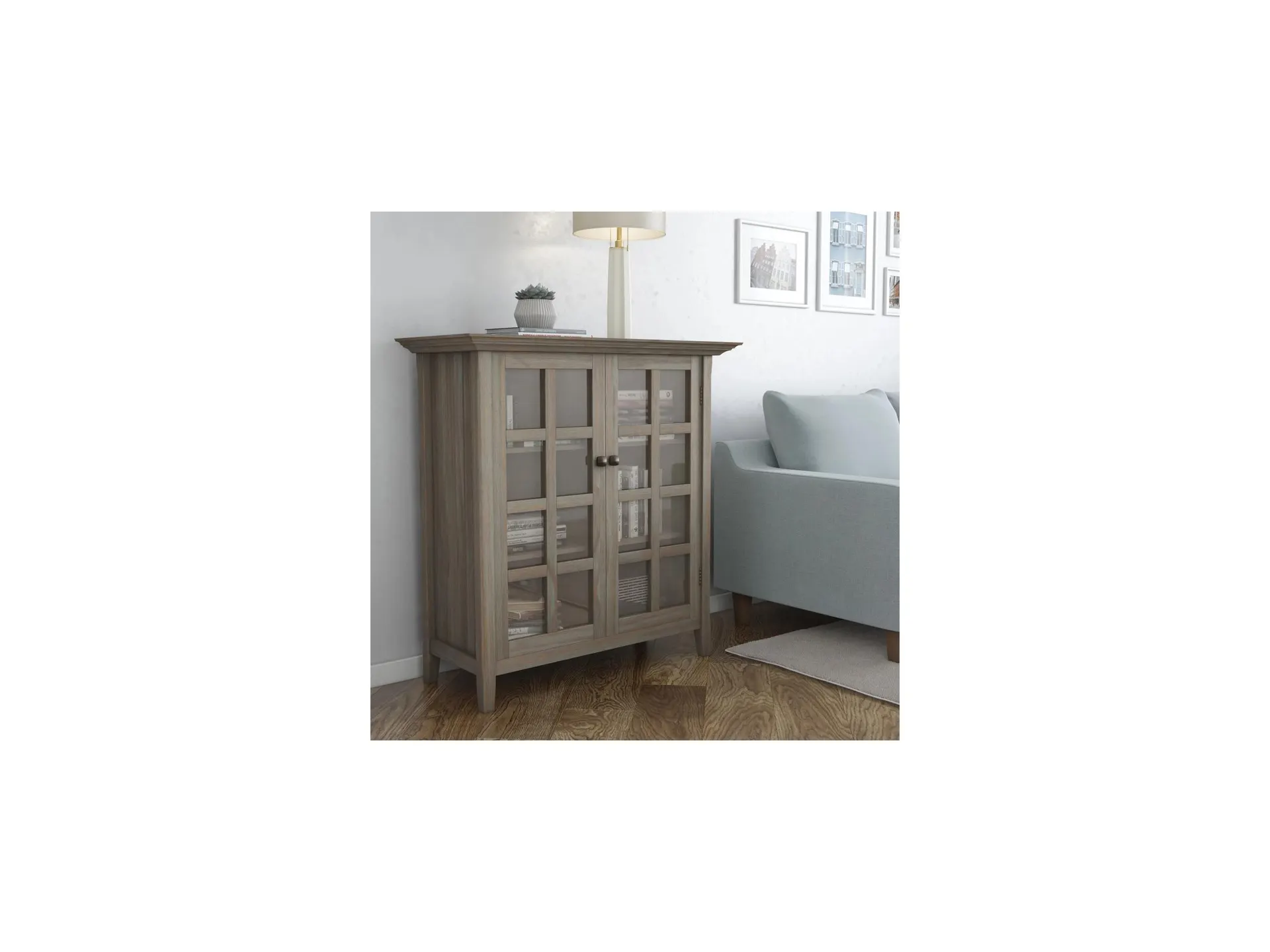 Acadian SOLID WOOD 39 inch Wide Transitional Medium Storage Cabinet in Distressed Grey