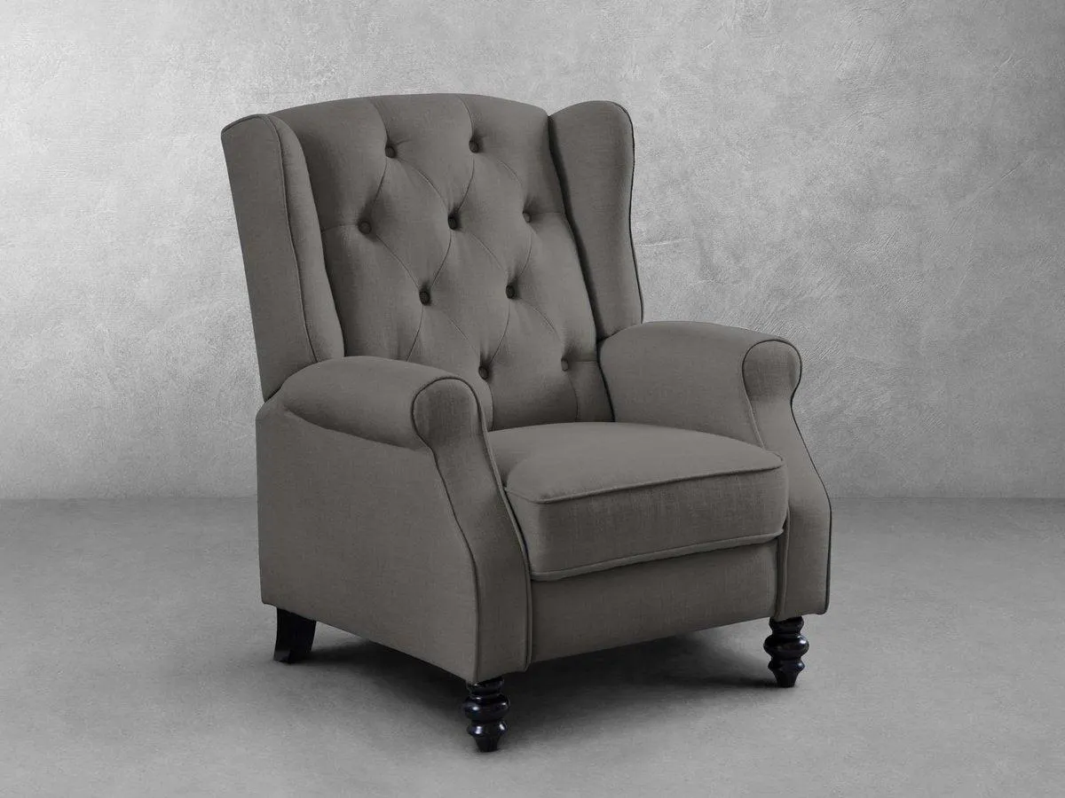 Sydney Fabric Pushback Recliner - Charcoal