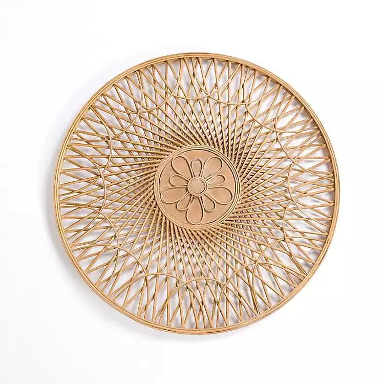Round Rattan and Bamboo Wall Plaque