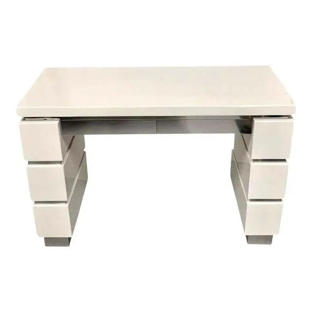 1980s Lacquer and Chrome Vintage Desk