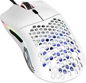 Glorious Model O Wired Gaming Mouse 67g Superlight Honeycomb Design, RGB, Pixart 3360 Sensor, Omron Switches, Ambidextrous - Matte White