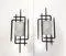 Large Brutalist Wrought Iron and Glass Sculptural Wall Lamps from Honsel-Leuchten, West Germany 1960s, Set of 2