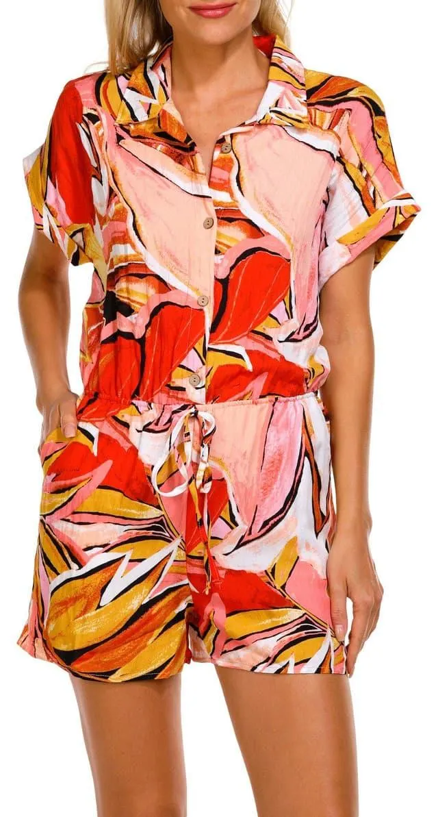 Jolie & Joy Juniors Short Sleeve Button Down Romper