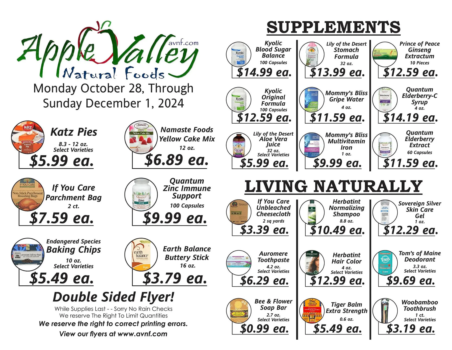Weekly ad Apple Valley Natural Foods Weekly Ad from November 18 to December 1 2024 - Page 1