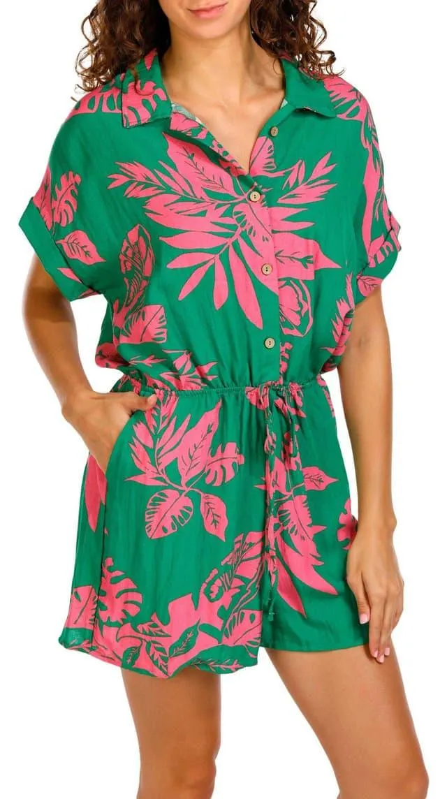 Jolie & Joy Juniors Short Sleeve Button Down Romper