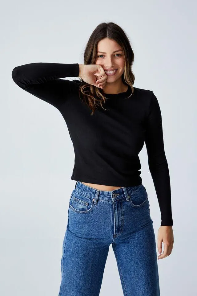 The One Organic Rib Crew Long Sleeve Top