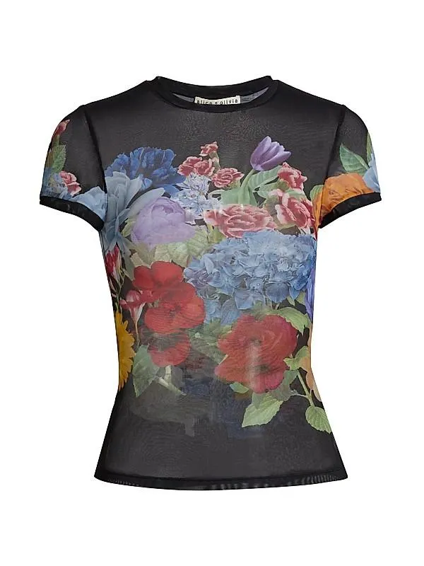 Tess Floral Semi-Sheer T-Shirt
