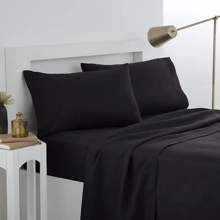 WestPoint Home Twin Microfiber Black Bed Sheet Set