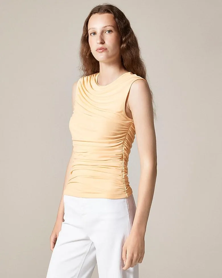 Ruched shell top in matte jersey