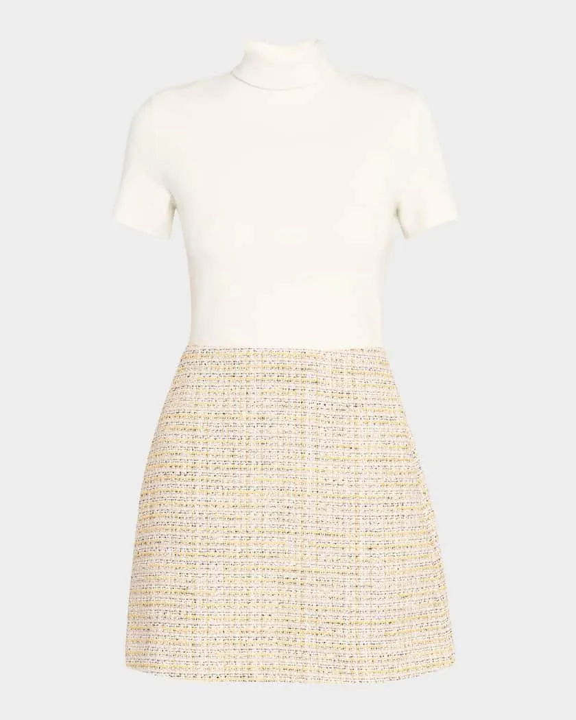 Short-Sleeve Combo Mini Dress