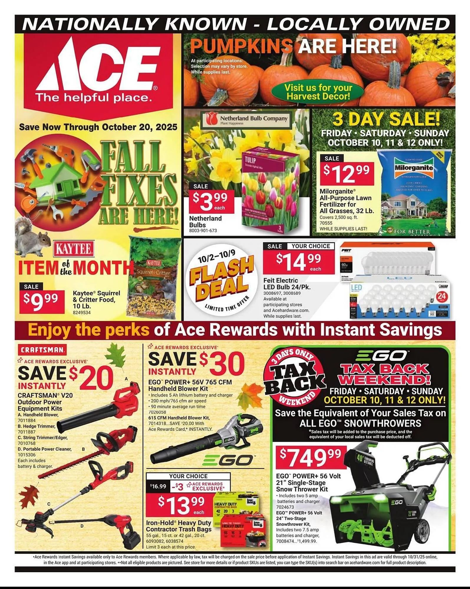 Weekly ad Ace Hardware flyer from October 7 to October 20 2025 - Page 1